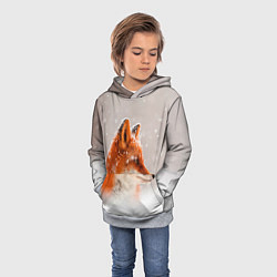 Толстовка-худи детская Лиса и снег, цвет: 3D-меланж — фото 2