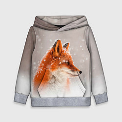 Толстовка-худи детская Лиса и снег, цвет: 3D-меланж