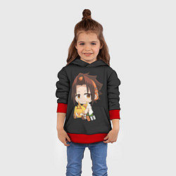 Толстовка-худи детская Шаман Кинг, цвет: 3D-красный — фото 2