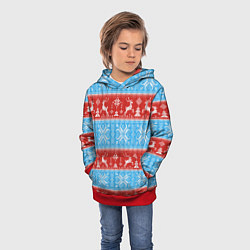 Толстовка-худи детская СВИТЕР С ОЛЕНЯМИ, цвет: 3D-красный — фото 2