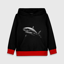 Толстовка-худи детская Акула, цвет: 3D-красный
