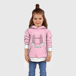 Толстовка-худи детская Лондон London Tower bridge, цвет: 3D-белый — фото 2