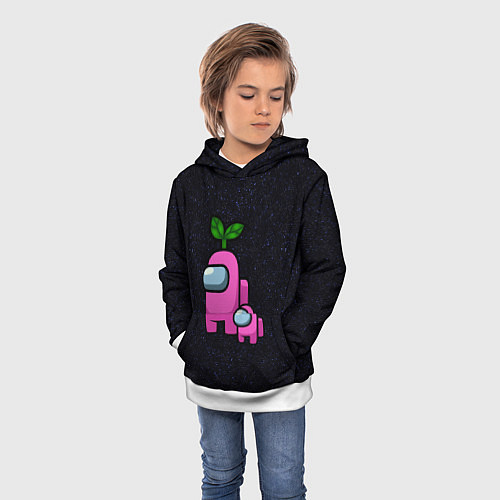 Детская толстовка Among us Pink kid Pink / 3D-Белый – фото 3