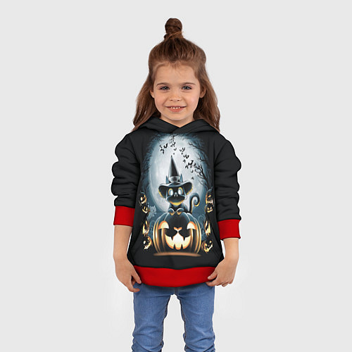 Детская толстовка Хэллоуин Кот / 3D-Красный – фото 4