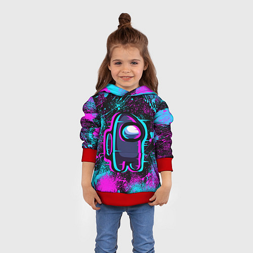 Детская толстовка NEON AMONG US / 3D-Красный – фото 4