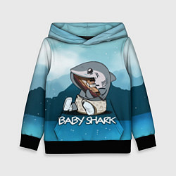 Толстовка-худи детская Baby Shark, цвет: 3D-черный