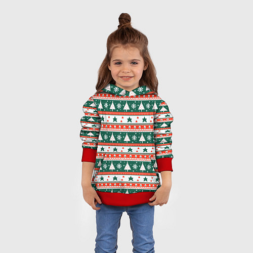 Детская толстовка Новогодний орнамент / 3D-Красный – фото 4