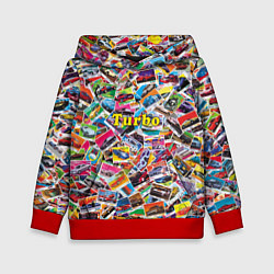 Толстовка-худи детская Коллекция вкладышей Turbo, цвет: 3D-красный
