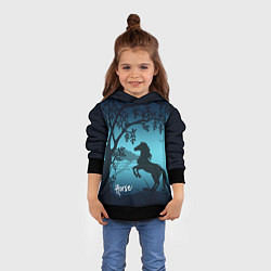 Толстовка-худи детская Конь, цвет: 3D-черный — фото 2
