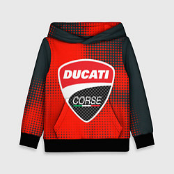 Толстовка-худи детская Ducati Corse logo, цвет: 3D-черный