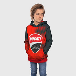 Толстовка-худи детская Ducati Corse logo, цвет: 3D-красный — фото 2