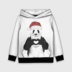Толстовка-худи детская Панда Клаус, цвет: 3D-черный