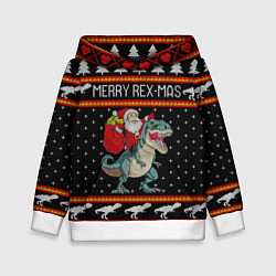 Толстовка-худи детская Merry Rex-mas, цвет: 3D-белый