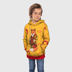 Толстовка-худи детская Лис Самурай, цвет: 3D-красный — фото 2