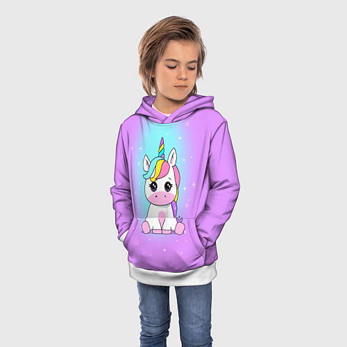 Детская толстовка Единорог / 3D-Белый – фото 3