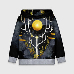 Толстовка-худи детская Графит и золото: дерево жизни, цвет: 3D-меланж