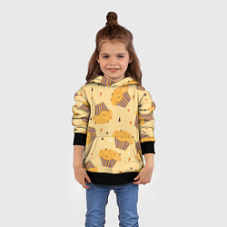Толстовка-худи детская Капкейки на желтом фоне, цвет: 3D-черный — фото 2