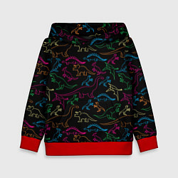 Толстовка-худи детская Динозавры, цвет: 3D-красный