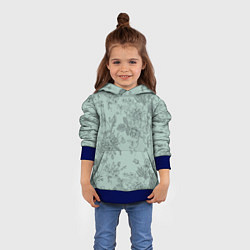 Толстовка-худи детская Пионы и розы, цвет: 3D-синий — фото 2