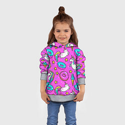 Толстовка-худи детская Единороги с пончиками, цвет: 3D-меланж — фото 2