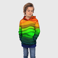 Толстовка-худи детская Цветные волны, цвет: 3D-синий — фото 2