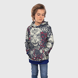 Толстовка-худи детская Маска Кицунэ Маска лисы, цвет: 3D-синий — фото 2