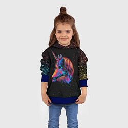 Толстовка-худи детская ЕДИНОРОГ UNICORN RAINBOW, цвет: 3D-синий — фото 2