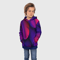 Толстовка-худи детская Фиолетовые Перья, цвет: 3D-синий — фото 2