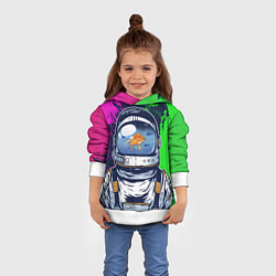 Толстовка-худи детская Астронавт аквариум в краске, цвет: 3D-белый — фото 2