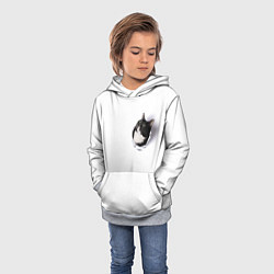 Толстовка-худи детская КОТ В СЕРДЦЕ, цвет: 3D-меланж — фото 2