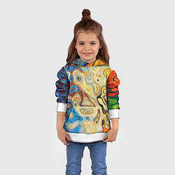 Толстовка-худи детская Цветные абстрактные пятна, цвет: 3D-белый — фото 2