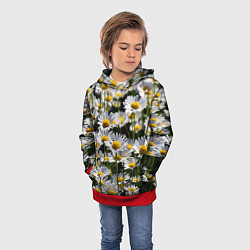 Толстовка-худи детская Ромашки, цвет: 3D-красный — фото 2