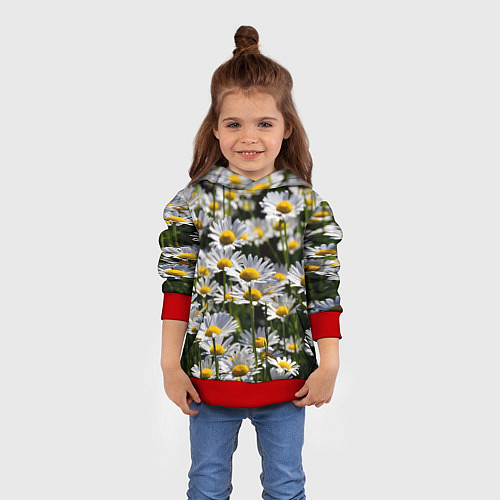 Детская толстовка Ромашки / 3D-Красный – фото 4