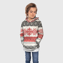 Толстовка-худи детская Славянский узор красно-черный, цвет: 3D-белый — фото 2