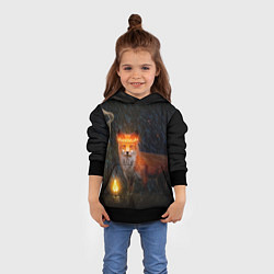 Толстовка-худи детская Лиса с огненной короной, цвет: 3D-черный — фото 2