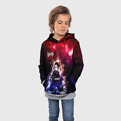 Толстовка-худи детская Танджиро Камадо Kimetsu no Yaiba, цвет: 3D-меланж — фото 2
