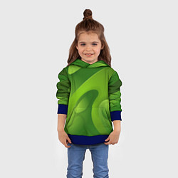 Толстовка-худи детская 3d Green abstract, цвет: 3D-синий — фото 2
