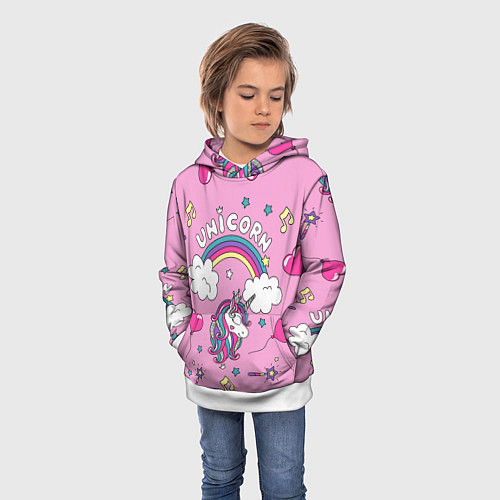Детская толстовка Единорог Радужный / 3D-Белый – фото 3
