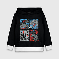 Толстовка-худи детская Rock Star Dino Динозавр геймер, цвет: 3D-белый
