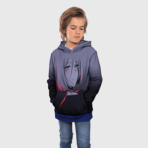 Детская толстовка Аниме Грустная / 3D-Синий – фото 3