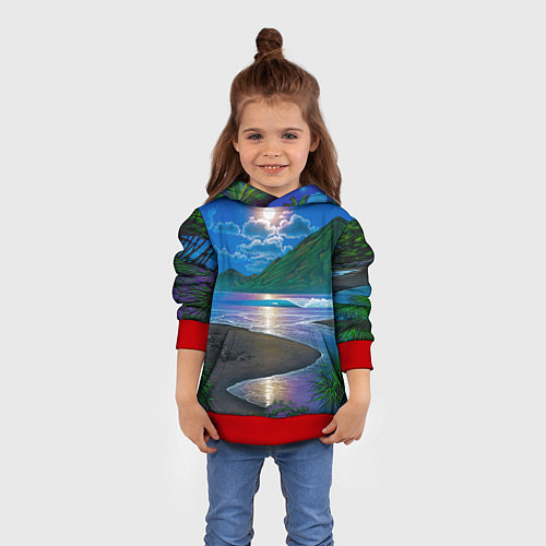 Детская толстовка Гавайский пейзаж / 3D-Красный – фото 4