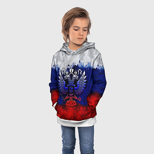 Детская толстовка Россия Russia Герб / 3D-Белый – фото 3