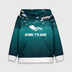 Толстовка-худи детская Дайвинг, цвет: 3D-белый