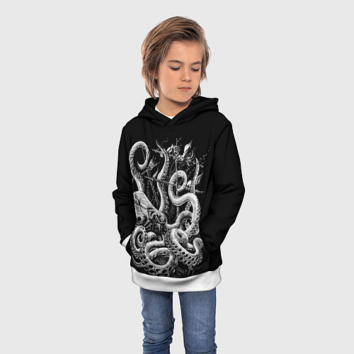 Детская толстовка Кракен Монстр / 3D-Белый – фото 3