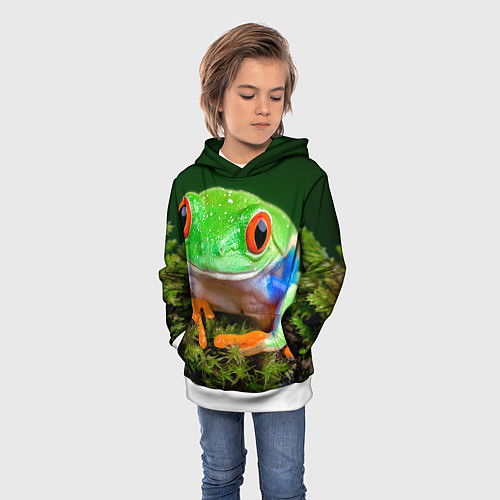 Детская толстовка Тропическая лягушка / 3D-Белый – фото 3