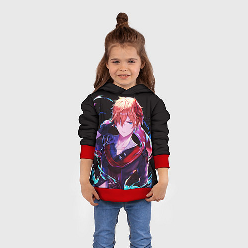 Детская толстовка ТАРТАЛЬЯ - ИГРА GENSHIN IMPACT / 3D-Красный – фото 4