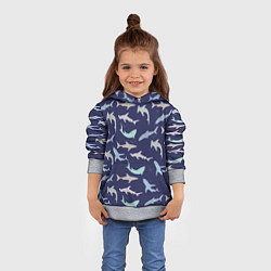 Толстовка-худи детская Акулы разные, цвет: 3D-меланж — фото 2