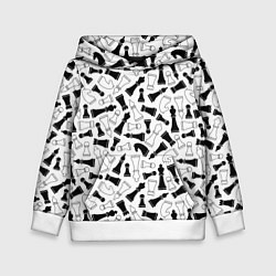 Толстовка-худи детская Шахматы, цвет: 3D-белый