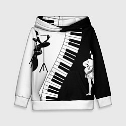 Толстовка-худи детская Черно Белое пианино, цвет: 3D-белый