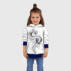 Толстовка-худи детская Китайский дракон на белом фоне, цвет: 3D-синий — фото 2
